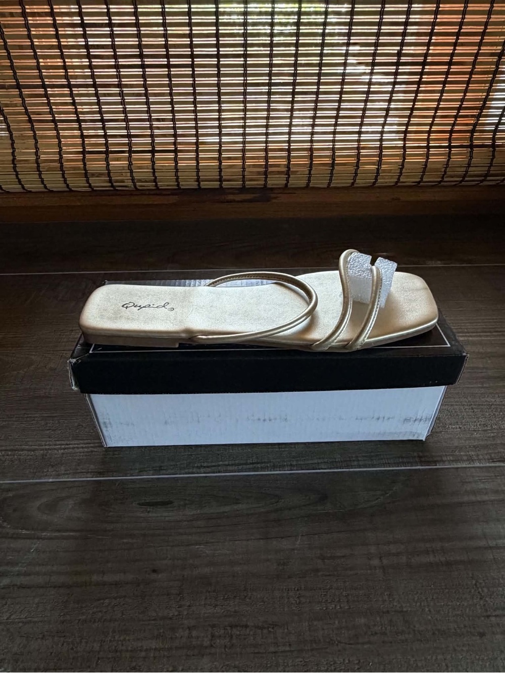 Qupid Champagne Gold New Sandals - Thin Straps - All sizes - Ships Today